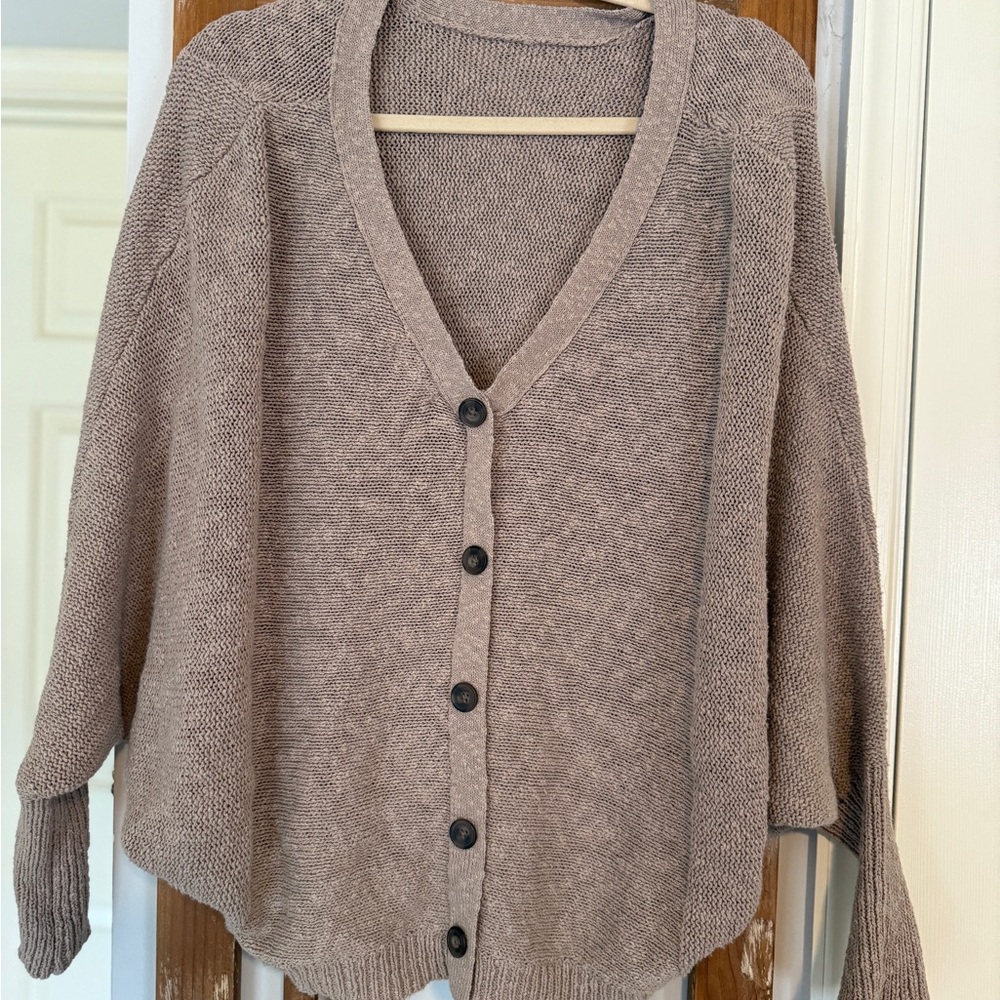Women's Tan Button-Up Sweater